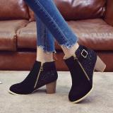 Women Flocking Booties Casual Zipper Plus Size Shoes