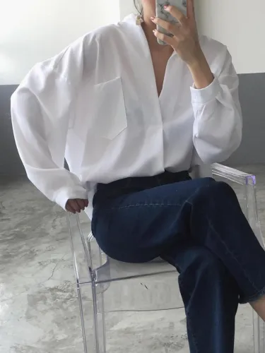 Long Sleeve Solid Casual Blouse
