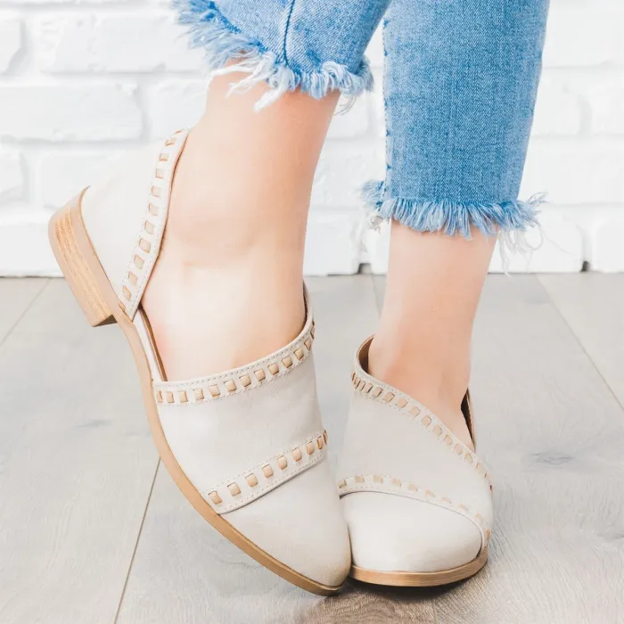 Trendy Stitched Style Side Cutout Loafers Casual PU Low Heel Loafers