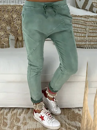 Casual Solid Pockets Pants