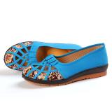 Solid Color Casual Canvas Flat Heel Summer Hollow-out Flats