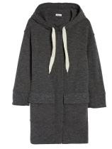 Cotton-Blend Solid Hoodie Casual Outerwear