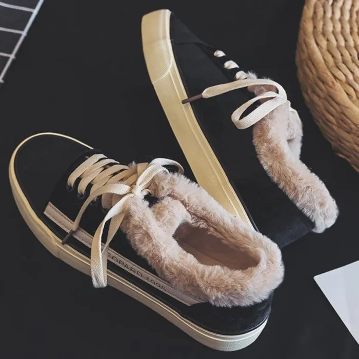 Women Casual Flocking Sneakers Athletic Shoes Artificial Suede Booties