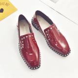 Women Patent leather Rivet Low Heel Loafers Casual Comfort Shoes