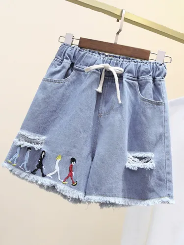 Plus Size Women Denim Casual Shorts