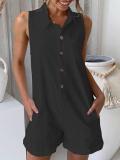 Plus Size Casual Solid Sleeveless Pockets Jumpsuits