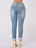 Worn Hole Patchwork Gradient Pocket Jeans