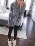 Draped Long Sleeve Casual Shirt