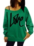 Womens Round Neck LOVE Printed Hoodie