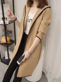 Binding Casual H-line Long Sleeve Hoodie Coat