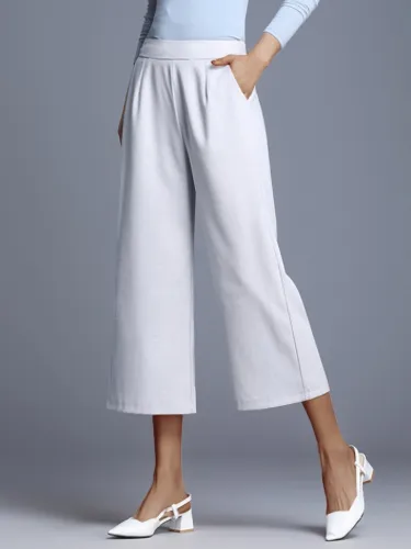 Plus Size Women Solid Loose Casual Wide Leg Pants