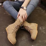Round Toe Women Ankle Lace-Up Boots