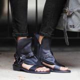 Flat Heel PU Zipper Casual Sandals