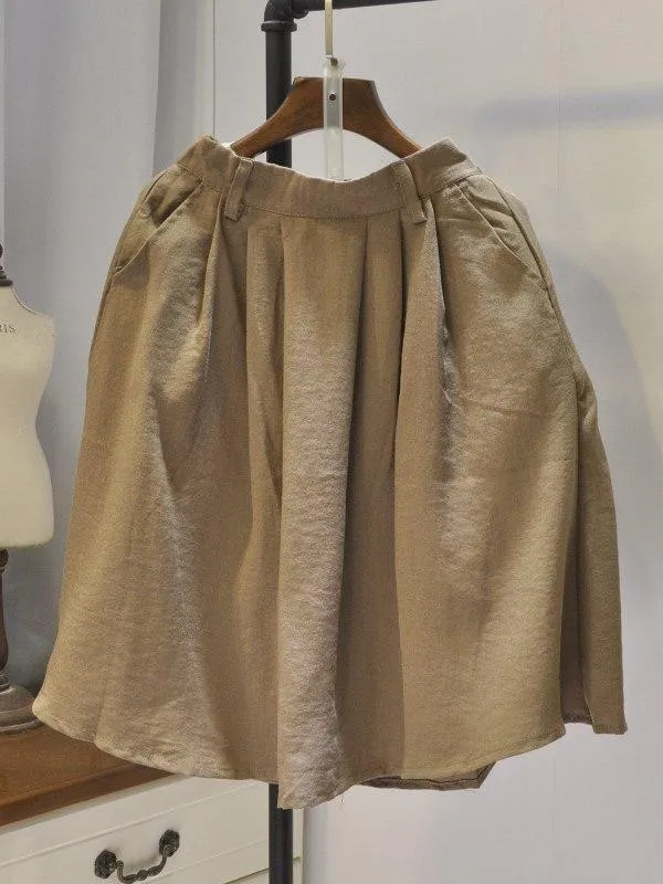 Coffee Summer Casual Solid Cotton Pants