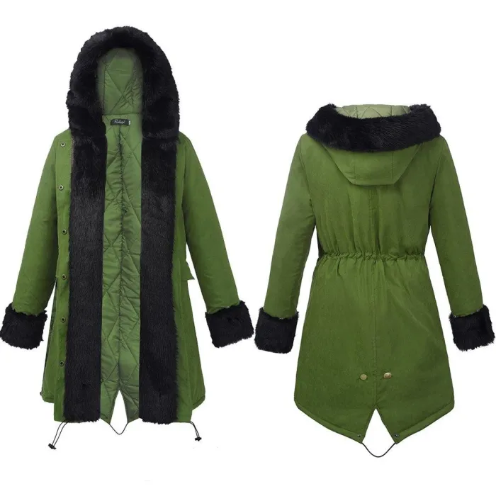 Warm Vintage Casual Cotton-Blend Long Sleeve Army Green Coat