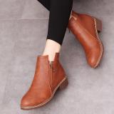 Women PU Booties Casual Comfort Zipper Shoes
