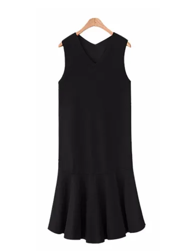 Plus Size Ruffled Basic Midi Dress