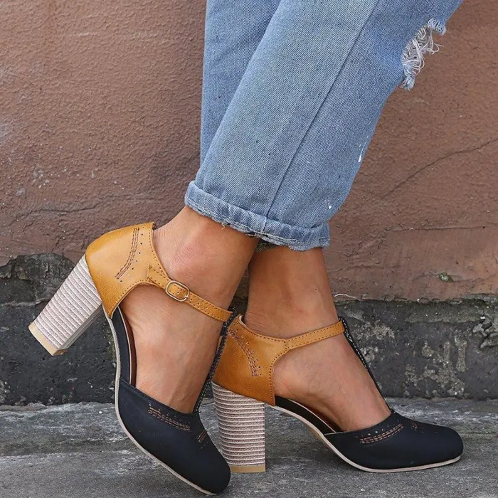 Summer Adjustable Buckle Chunky Heel Shoes