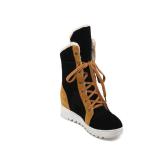 Warm Vintage Platform Daily Color Block Suede Boots