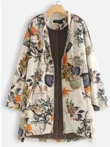 Casual Printed Long Sleeve Cotton-Blend Outerwear