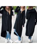 Hooded Sweatshirt Dress Zipper Asymmetrisch Long Jacke Coats