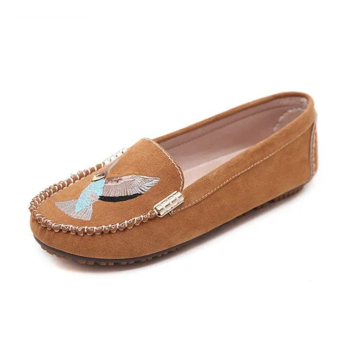 Women Artificial Suede Flats Casual Comfort Slip On Shoes