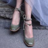 Women's Elegant Chunky Heel Lace-Up Pumps