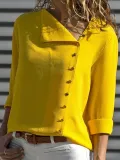 Cotton-blend Shift Buttoned Casual Blouses & Shirt