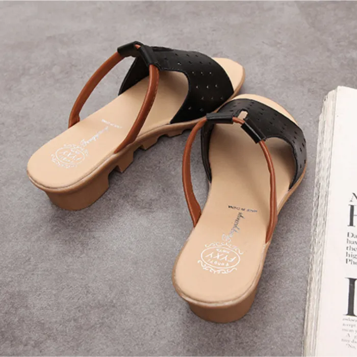 Women Summer Beach Wedge Heel Star Hollow-Out Slippers