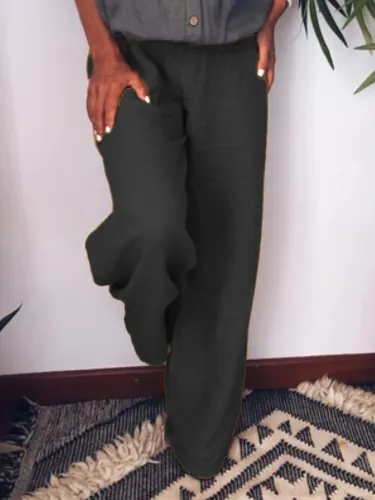 Casual Cotton Solid Pants