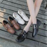 Brown Spring/Fall PU Chunky Heel Daily Adjustable Buckle Loafers
