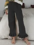 Plus Size Solid Casual Pockets Pants