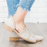 Trendy Stitched Style Side Cutout Loafers Casual PU Low Heel Loafers