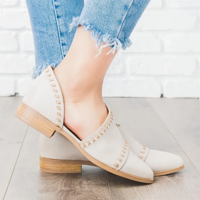 Trendy Stitched Style Side Cutout Loafers Casual PU Low Heel Loafers