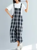 Plus Size Women Plaid Casual Jumpsuits