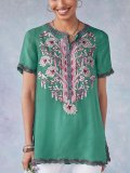 Casual Short Sleeve Floral Shirts & Tops