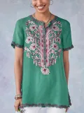 Casual Short Sleeve Floral Shirts & Tops