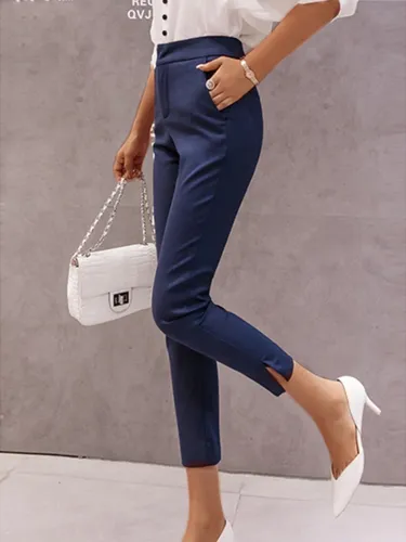 Plus Size Women Plain Casual Pants