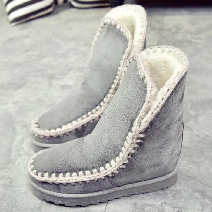 Women Snow Booties Casual Slip On Plus Size Warm Shoes