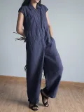 Casual Short Sleeve Plus Size Jumpsuits With Pockets
