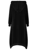 Hooded Long Sleeve Zip Irregular Long Coat