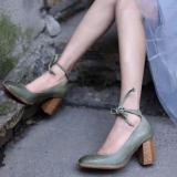 Women's Elegant Chunky Heel Lace-Up Pumps