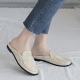 Women PU Slip On Panel Summer Flats Slippers Shoes