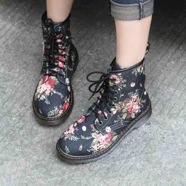 Canvas Floral Winter Boots
