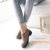 Brown PU Daily Chunky Heel Zipper Boots