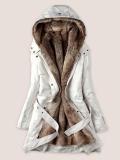 Hooded Rivet Detachable Lining Women's Overcoat