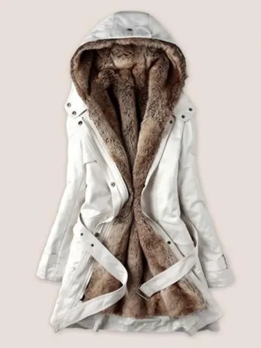 Hooded Rivet Detachable Lining Women's Overcoat