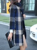 Tweed Long Sleeve Plus Size Woven Coat