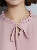 Pink Elegant Bow Plain Blouse