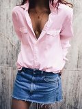 Shirt Collar Cotton Long Sleeve Casual Blouses&shirts